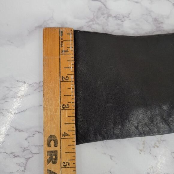 Isotoner Black Leather Driving Gloves with Knit Lining Women's Large - Picture 9 of 13